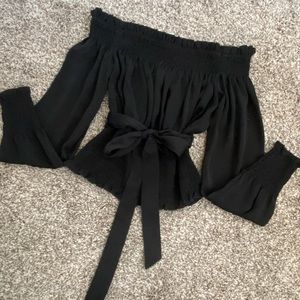 Off the shoulder silk blouse